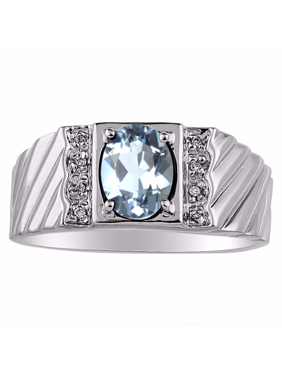 March Birthstone RYLOS Simply Elegant Beautiful Aquamarine & Diamond Ring March Birthstone RYLOS Simply Elegant Beautiful Aquamarine & Diamond Ring